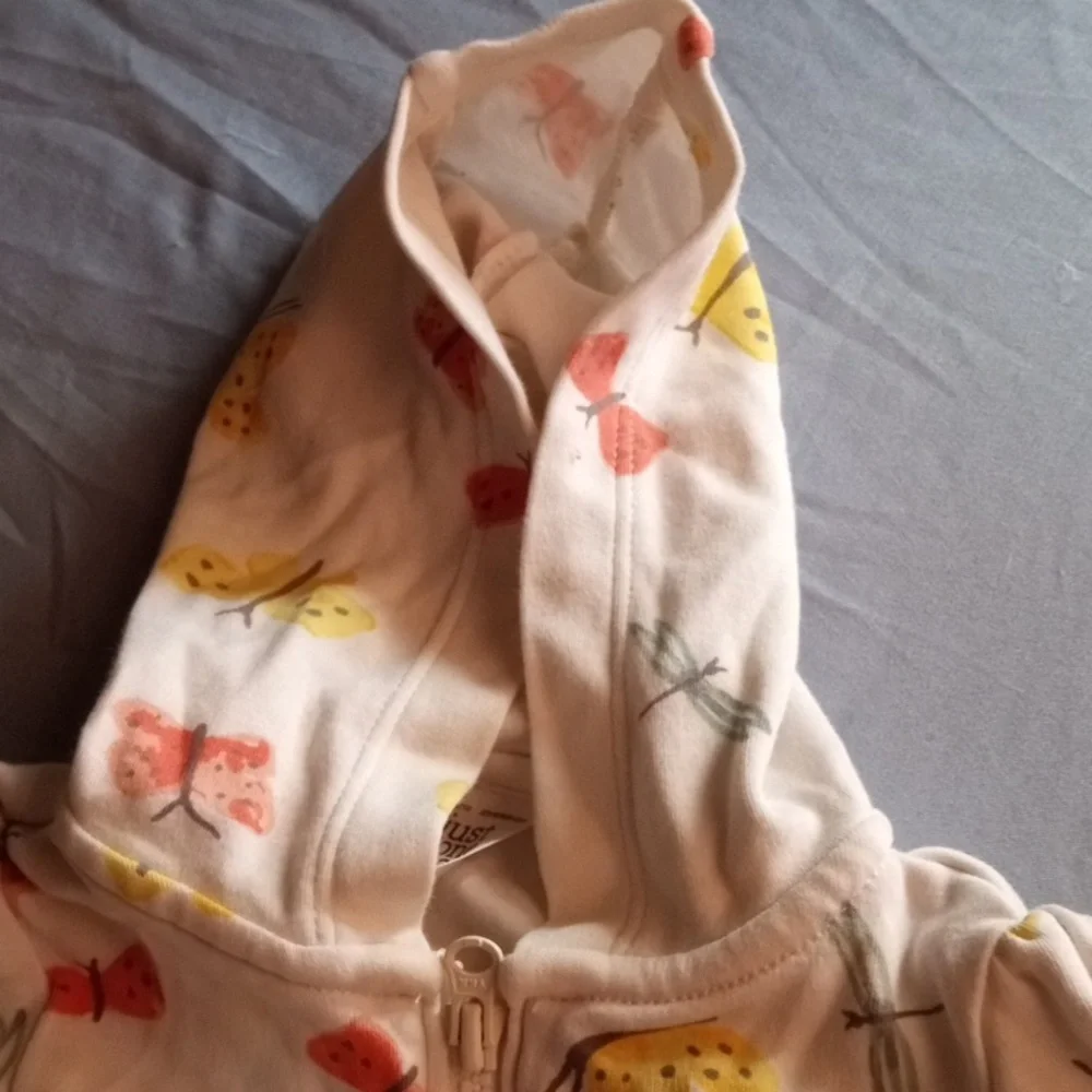 Carter's 3 Months Baby Girls Zip Up Hoodie with Butterfly design - Picture 7 of 8